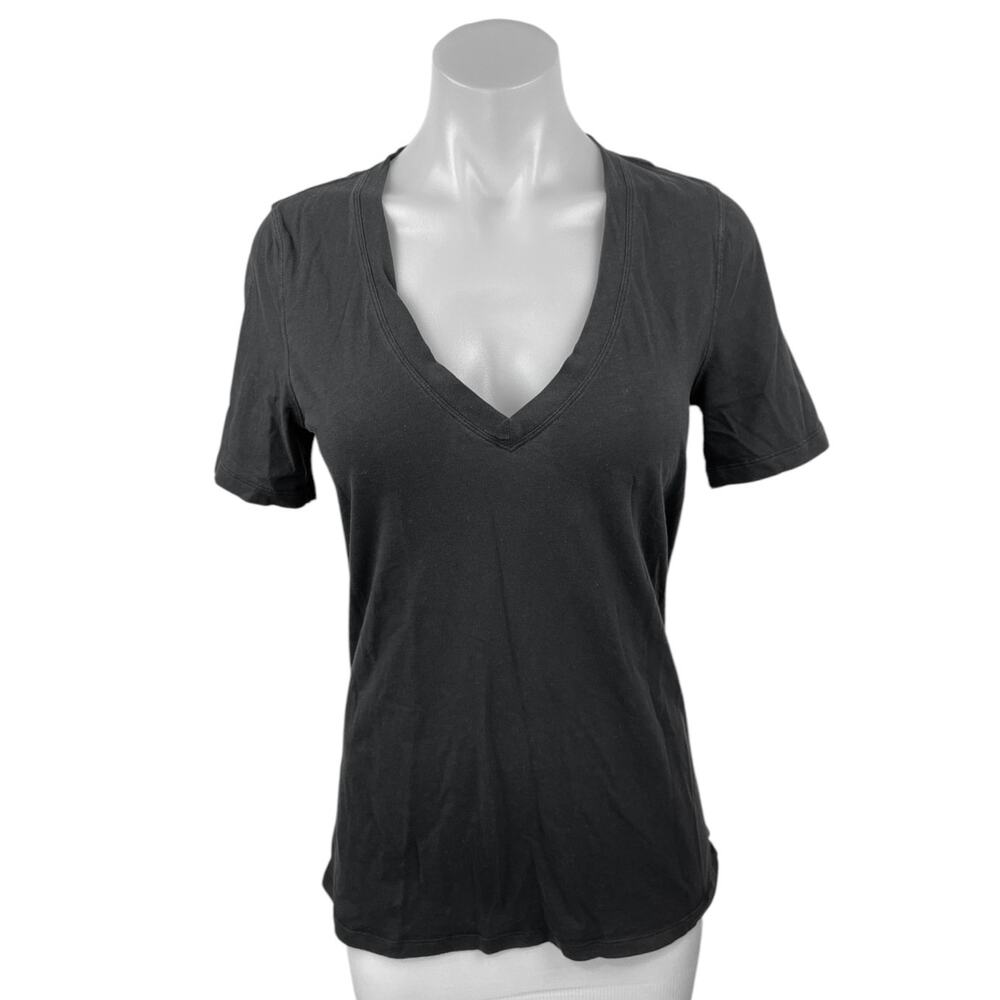 Lululemon Women's Black V-Neck Short Sleeve Slim Casual Tee T Shirt Top Size 4